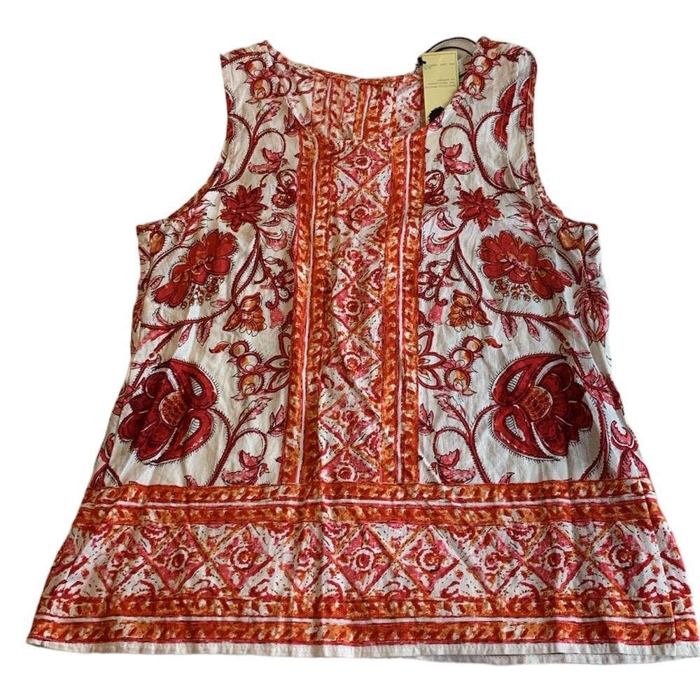 NICOLE MILLER M ARTELIER Floral Toile Sleeveless Mixed Print Button  Blouse
